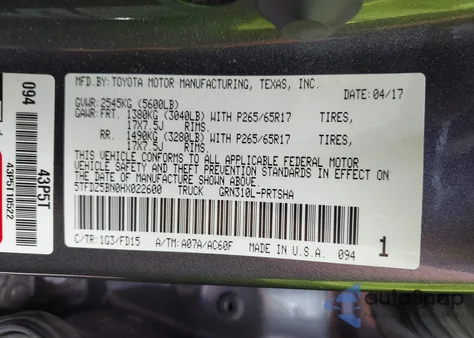 2017 Toyota Tacoma Trd Sport from USA, damaged, VIN 5TFDZ5BN0HX022600